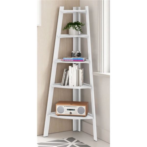 ZIPCODE DESIGN TISHA 63" H X 26.5" W CORNER FIVE TIER LADDER BOOKCASE
