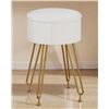 Image 1 : ROUND OTTOMAN FOOT STOOL WITH STORAGE METAL LEGS FOR LIVING ROOM BEDROOM, VELVET UPHOLSTERED VANITY 
