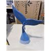 Image 2 : COASTAL BLUE CARVED WOODEN WHALE TAIL TABLETOP STATUE 16 INCHES HIGH