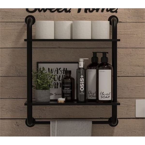 17STORIES BATHROOM SHELVES WALL MOUNTED, RUSTIC FARMHOUSE PIPE SHELVES, 2-TIER, INDUSTRIAL SHELVING,