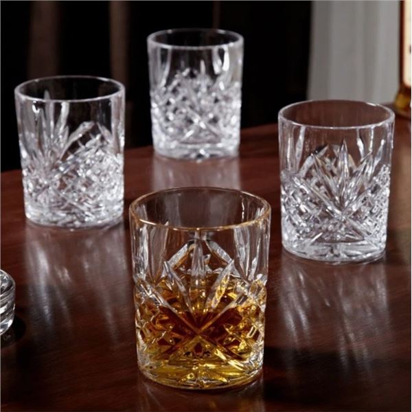 MERCER41 DUBLIN CUT CRYSTAL WHISKEY GLASSES, SET OF 4