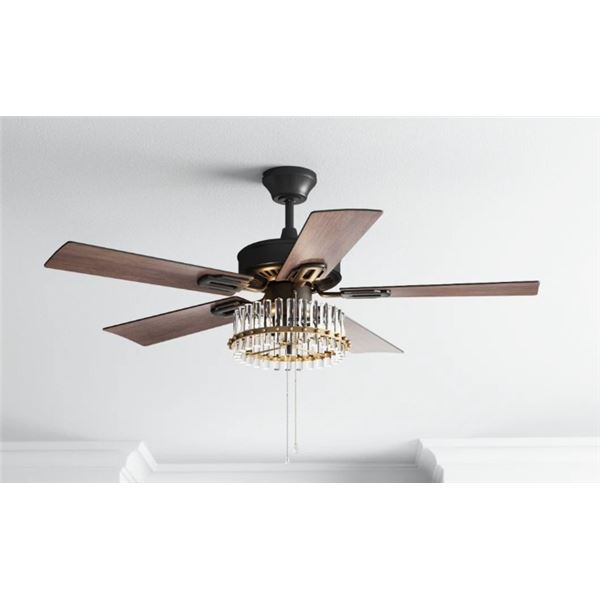 WILLA ARLO INTERIORS 52"W CHESHAM 5 - BLADE STANDARD CEILING WITH PULL CHAIN AND LIGHT KIT INCLUDED