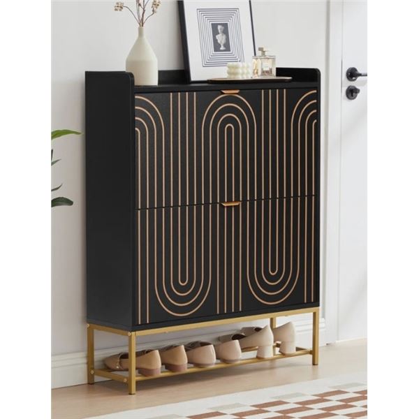 BELOVED BLACK 20 PAIR SHOE STORAGE CABINET