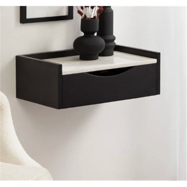 BENNING POPLAR SOLID WOOD FLOATING SHELF WITH DRAWER