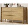 Image 1 : EBERN DESIGNS NATURAL HINGHAM 6 DRAWERS DRESSER, SOLID WOOD DOUBLE DRESSER WITH LARGE STORAGE FOR BE