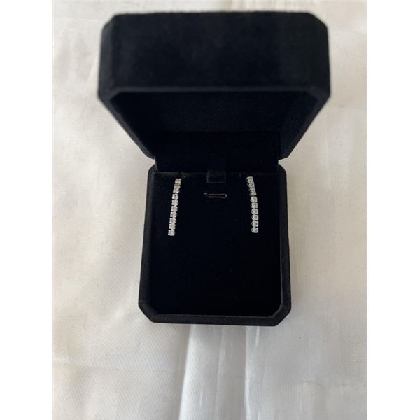 NEW PLATINUM PLATED 2.5MM PRINCESS CUT SIMULATED DIAMOND (CZ) TASSEL EARRINGS