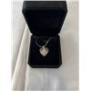 Image 1 : NEW 18K GOLD PLATED 24.0MM SIMULATED DIAMOND (CZ) HEART NECKLACE, CHAIN 19"