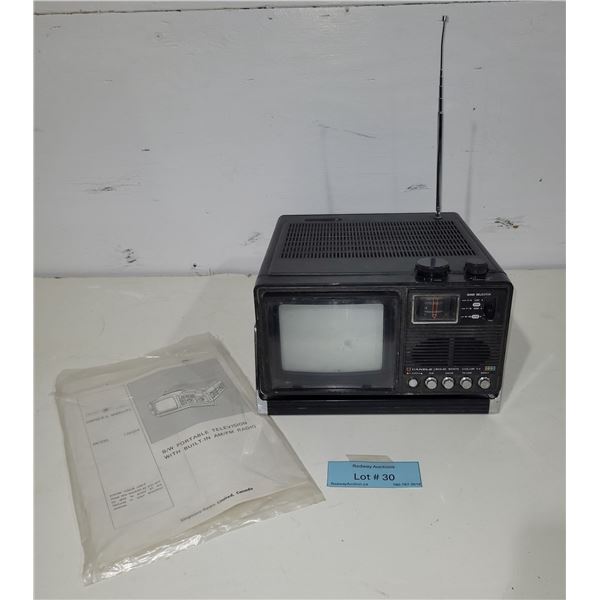 Shin‑Shirasuna Model 1979B Portable B/W TV with AM/FM Radio