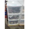 Image 2 : 3-Drawer Plastic Storage Unit with Assorted Audio/Video Cables