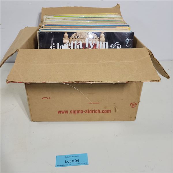 Box of Assorted Vinyl Records (Approx. 25–35 LPs)