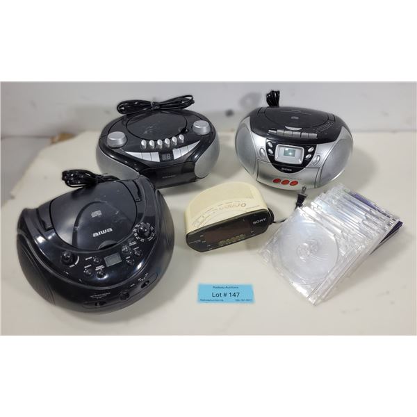 Assorted CD Boomboxes and Clock Radio