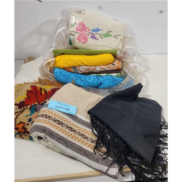 Assortment of Table Clothes, Blankets & Runner