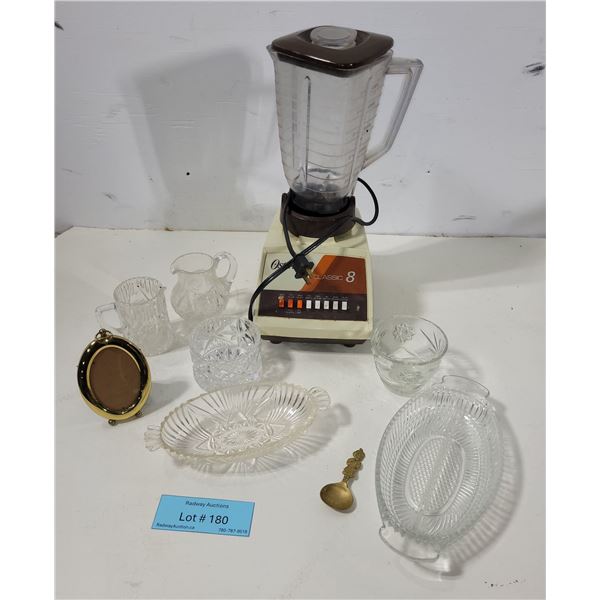 Osterizer Blender & Vintage Glassware Assortment