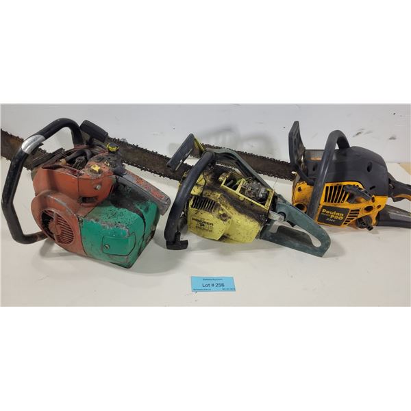 3 Chain Saws with Blades - for parts only