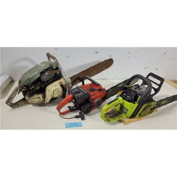 3 Chain Saws with Blades - for parts only