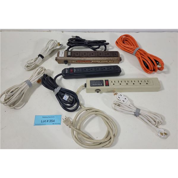 Assortment of Power Bars (3) & Extension Cords (4)