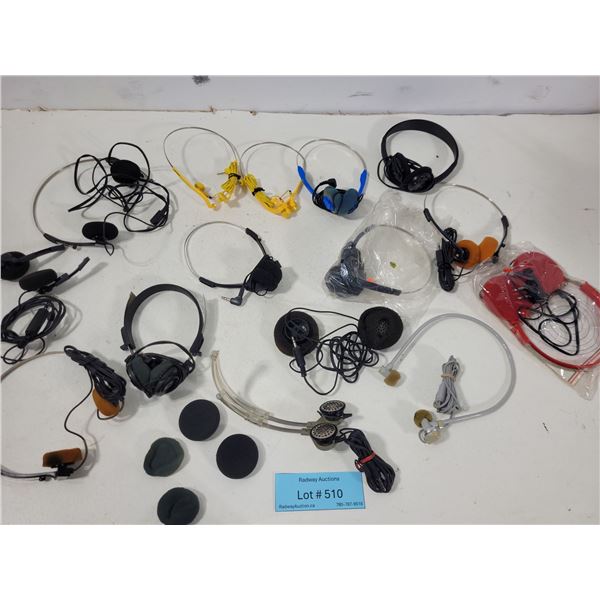 Mixed Lot of Head Phones, Power Bars & Extension Cords