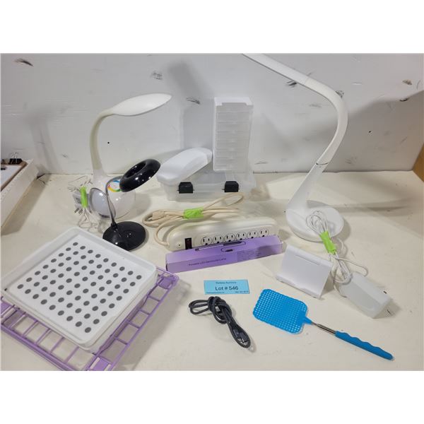 Assorted Desk Lamps & Office Accessories