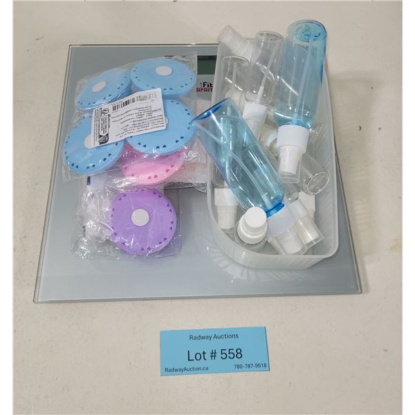Bathroom Scale & Travel Toiletry Accessories Lot