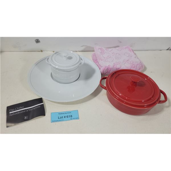 Dip Chiller Dish & Platter and Casserole Dish with Lid