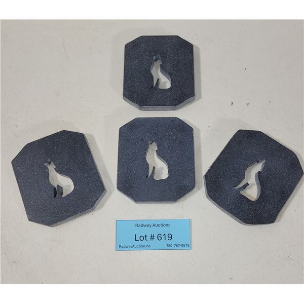 4 Soap Stone Wolf Coasters
