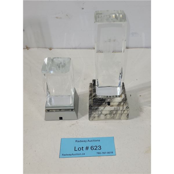 Two Lucite Cube Displays