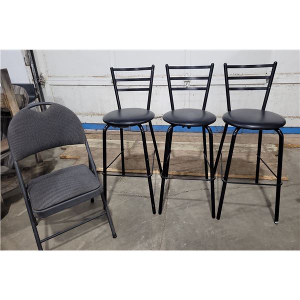 1 Folding Chair & 3 Bar Chairs