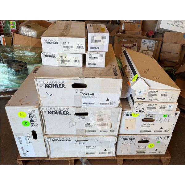 Multiple Boxes Kohler Plumbing Fixtures & Accessories:  P-Traps, Lavatory Drains, Faucets, etc