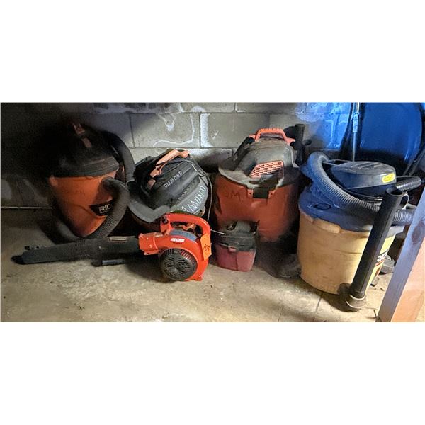 Qty 4 Shop Vacuums & Echo Blower