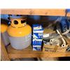 Image 11 : Contents of Shelf: Poly Sprayers, Spray Paint, Propane Tank, Gas Cans, Adhesives, etc (shelf not inc
