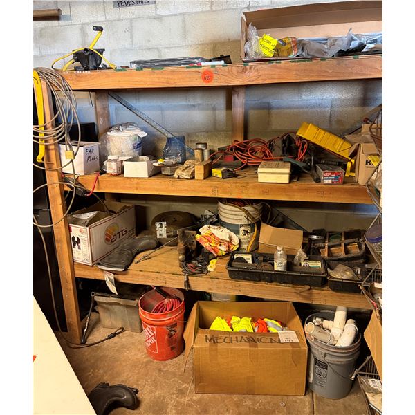 Contents of Shelf: Foam Weatherseal, Ear Plugs, Cords, Pipe Fittings, etc (shelf not included)