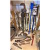 Image 1 : Multiple Industrial Pipe Wrenches, Sledgehammer, Wrecking Claw, etc