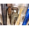 Image 4 : Multiple Industrial Pipe Wrenches, Sledgehammer, Wrecking Claw, etc