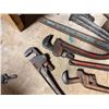 Image 7 : Multiple Industrial Pipe Wrenches, Sledgehammer, Wrecking Claw, etc