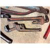 Image 8 : Multiple Industrial Pipe Wrenches, Sledgehammer, Wrecking Claw, etc