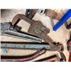 Image 9 : Multiple Industrial Pipe Wrenches, Sledgehammer, Wrecking Claw, etc