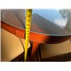 Image 10 : Oval Wooden Table w/ Clear Top 48" x 36.5" x 30"H & 4 Woven Chairs w/ Upholstered Seats