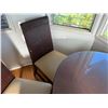 Image 2 : Oval Wooden Table w/ Clear Top 48" x 36.5" x 30"H & 4 Woven Chairs w/ Upholstered Seats