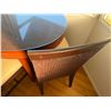 Image 5 : Oval Wooden Table w/ Clear Top 48" x 36.5" x 30"H & 4 Woven Chairs w/ Upholstered Seats