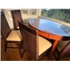 Image 6 : Oval Wooden Table w/ Clear Top 48" x 36.5" x 30"H & 4 Woven Chairs w/ Upholstered Seats