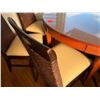 Image 7 : Oval Wooden Table w/ Clear Top 48" x 36.5" x 30"H & 4 Woven Chairs w/ Upholstered Seats