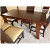 Image 2 : Rectangular Wooden Table 66" x 36" & 5 Woven Chairs w/ Upholstered Seats