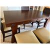 Image 7 : Rectangular Wooden Table 66" x 36" & 5 Woven Chairs w/ Upholstered Seats