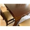Image 9 : Rectangular Wooden Table 66" x 36" & 5 Woven Chairs w/ Upholstered Seats