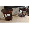 Image 1 : Qty 2 Round Wooden Side Tables w/ Undershelves
