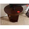 Image 2 : Qty 2 Round Wooden Side Tables w/ Undershelves