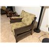 Image 2 : Qty 2 Wooden Armchairs w/ Woven Sides Seat Cushions & Backs 28" x 30"
