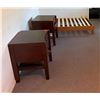 Image 1 : Qty 2 Wooden Night Stands w/ 2 Drawers 27" x 20" x 28"H & Wooden Platform Bed Frame 75" x 54"