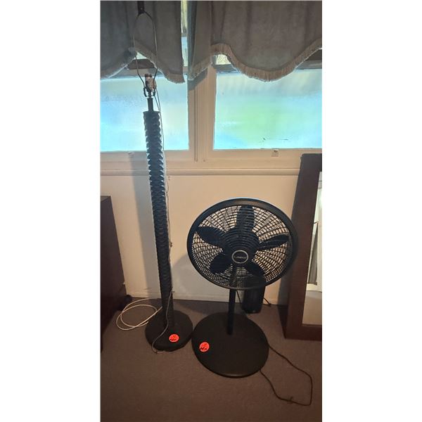 Lasko Black Pedestal Floor Fan & Ribbed Pedestal Floor Lamp (no shade)