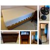 Image 1 : Platform Bed Frame w/ Mattress, Mirror, Lamp, Fan, Night Stand & Cabinet w/ Drawers, Misc Sizes